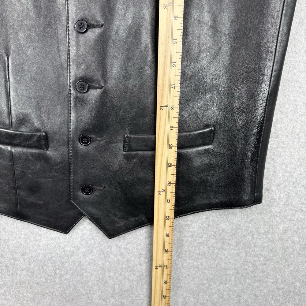 Scully Vest Mens 40 Black Genuine Leather Pockets Western Cowboy Lined Button Up - Picture 9 of 9